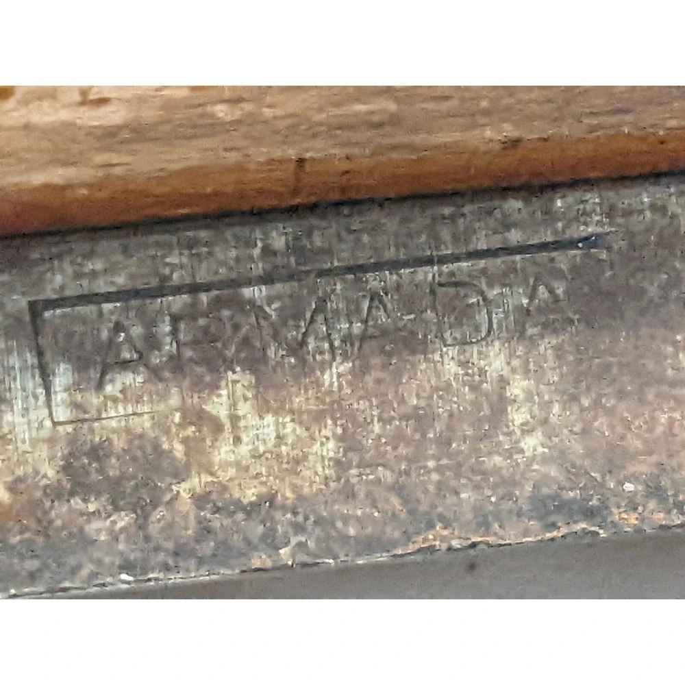 1800's Armada Primitive Antique Wood Steel Ice Skates Leather Straps Size 25